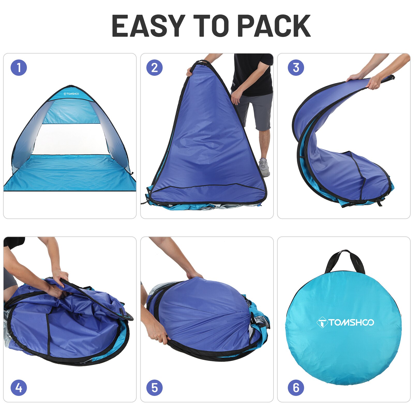 Cheap Goat Tents TOMSHOO Automatic Instant Pop Up Beach Tent Lightweight Outdoor Beach Shade Sun Shelter Tent Canopy Cabana with Carry Bag   